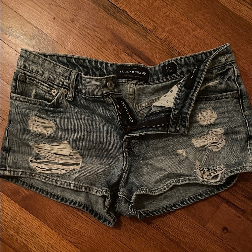 Lucky Brand Women's Ripped Jean Shorts - Gray